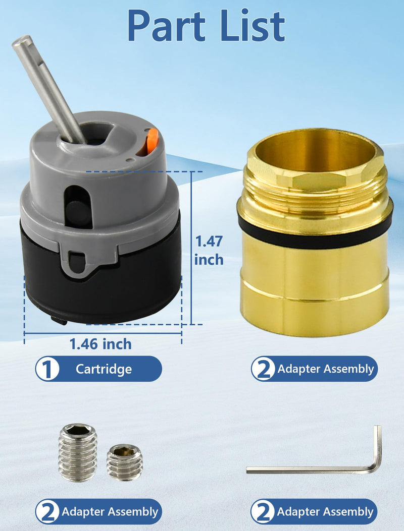 Faucet Cartridge Replacement for Delta RP50587 DST 1-Pack, Fits Delta Diamond Kitchen Lavatory Valve Single Handle, Includes Bonnet Nut, Fix Leak or Drip, Squeak, Temperature Issues,With Limit RP50587 with nut