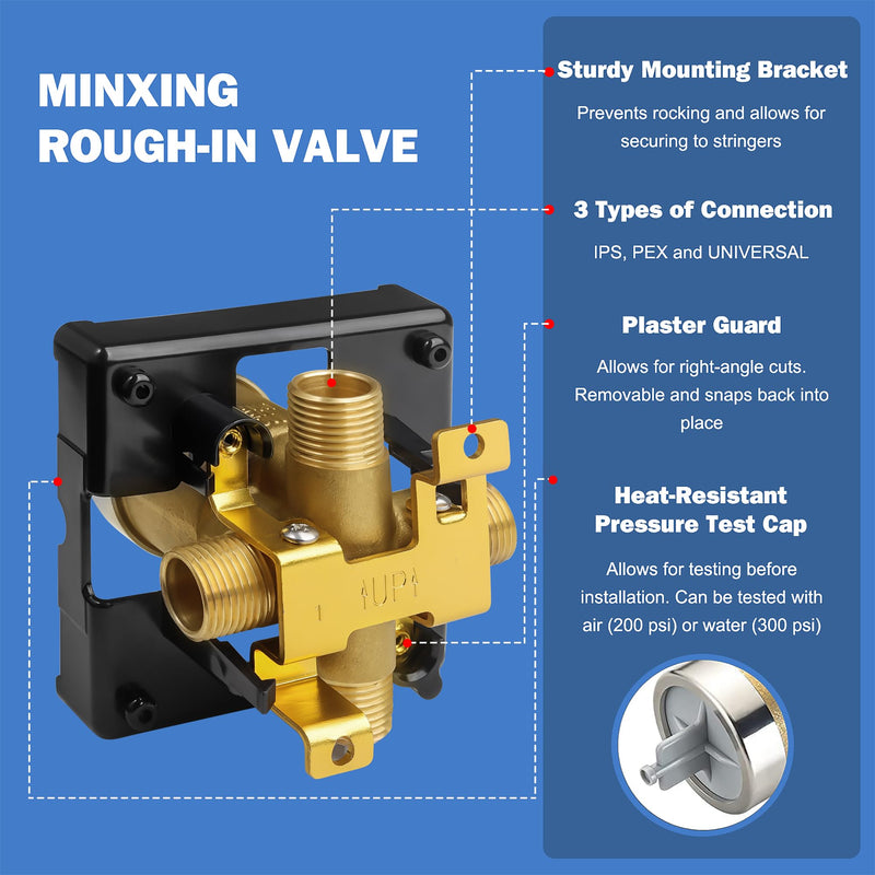 R10000-UNBX Shower Valve Compatible with D Faucet Shower Trim Kits Universal Tub and Shower Valve Body for Tub Faucet Trim Kits, Single Or Dual Function Shower
