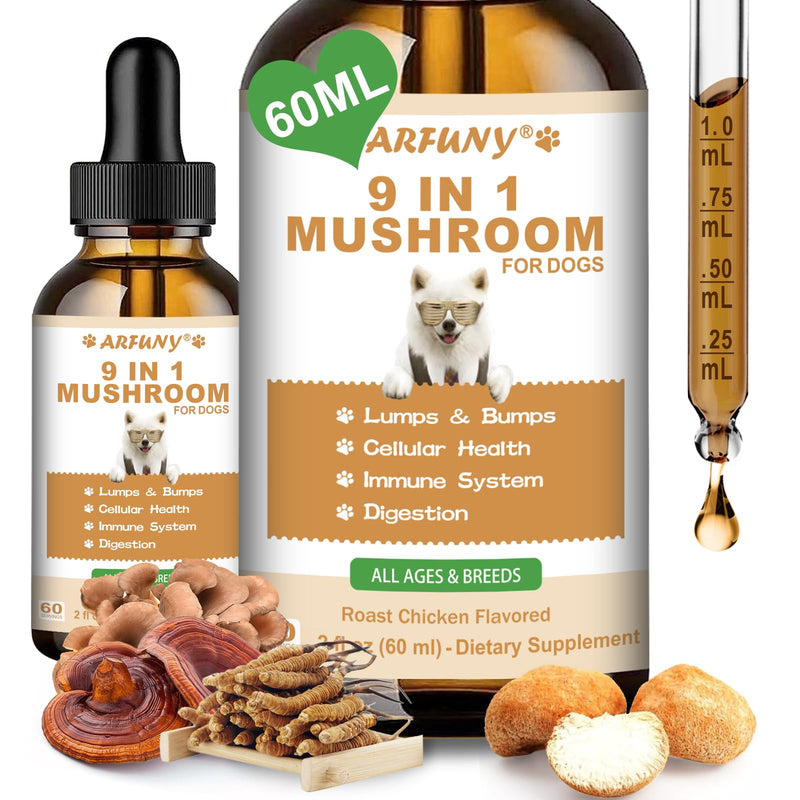 Cat Lysine Chews & Dog Mushroom Drops - for Cat Support Immune Health, Normal Eye Function and Respiratory Health - for Dog Lumps and Bumps Treatment - Digestive, Cellular, Immune Health Support