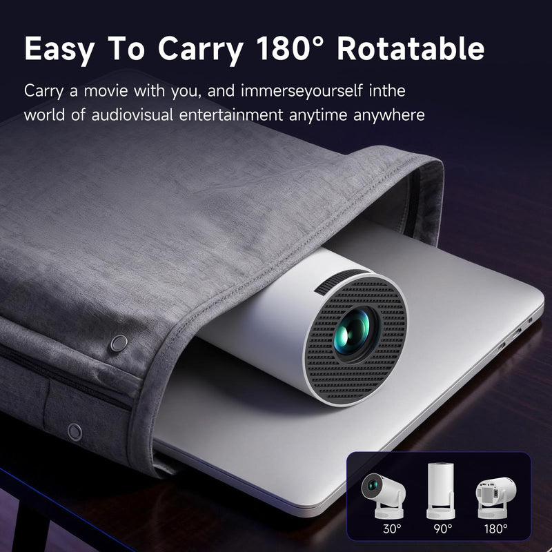 SGV Smart Mini Projector for Bedroom, 4K Support, Portable Outdoor Projector with Android 12, WiFi and Bluetooth 5.2, Auto Keystone, for Home Theater Outdoor Movie