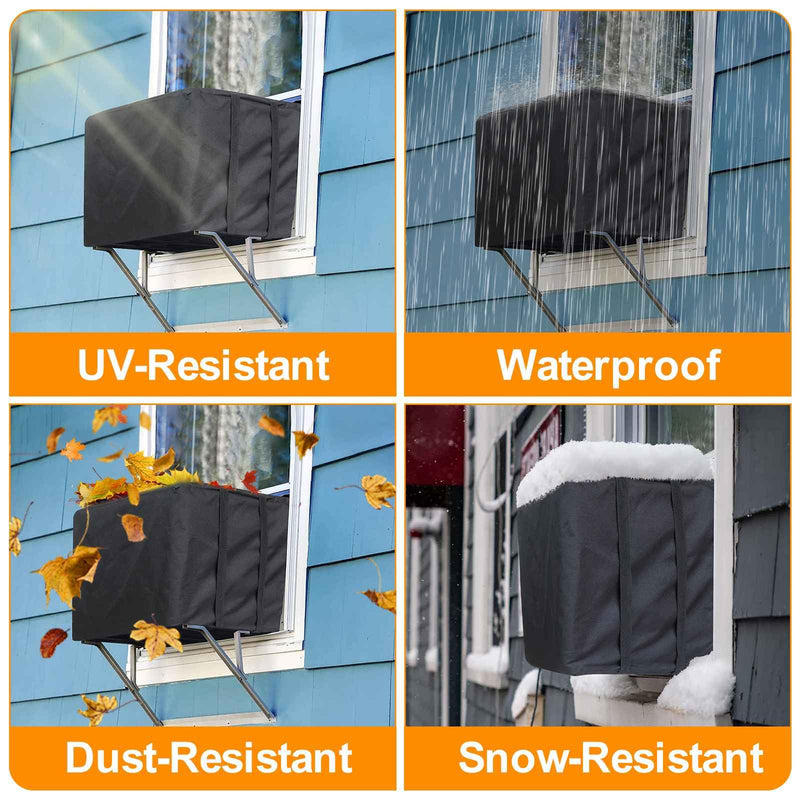 Demao AC Covers for Outside, Air Conditioner Cover for Outside Window AC Unit Cover, 600D Oxford Heavy Duty Waterproof Dustproof Window AC Cover(25.6Wx21Dx18H) 25.6Wx21Dx18H