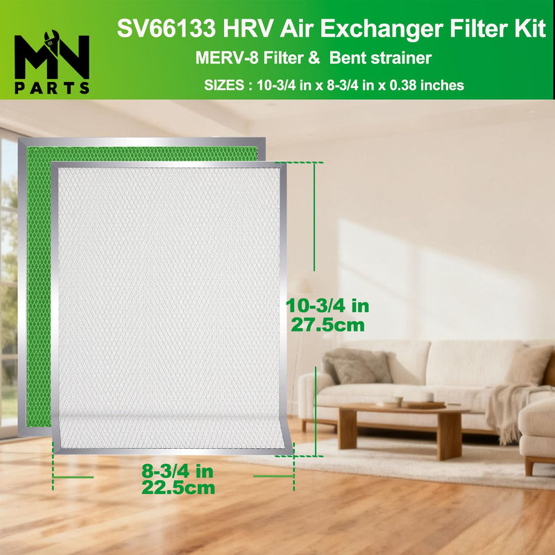 SV66133 MERV 8 HRV Filter Kit Replacement, 10-3/4" x 8-3/4" 2 Packs
