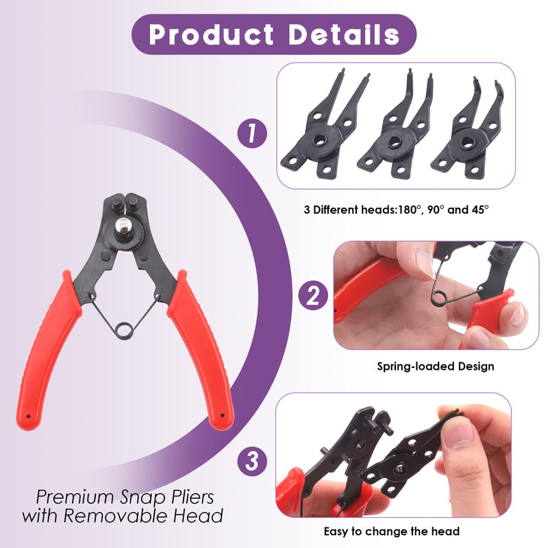 Swpeet 312Pcs 4 in 1 Snap Ring Pliers with Alloy Steel M4-M28mm C-clip External Retaining Rings Snap Rings and 1.5mm-10mm E-clips Retaining Rings Assortment Kit, Included Tweezer for Pin Clips Repair Snap Ring Plier Kit