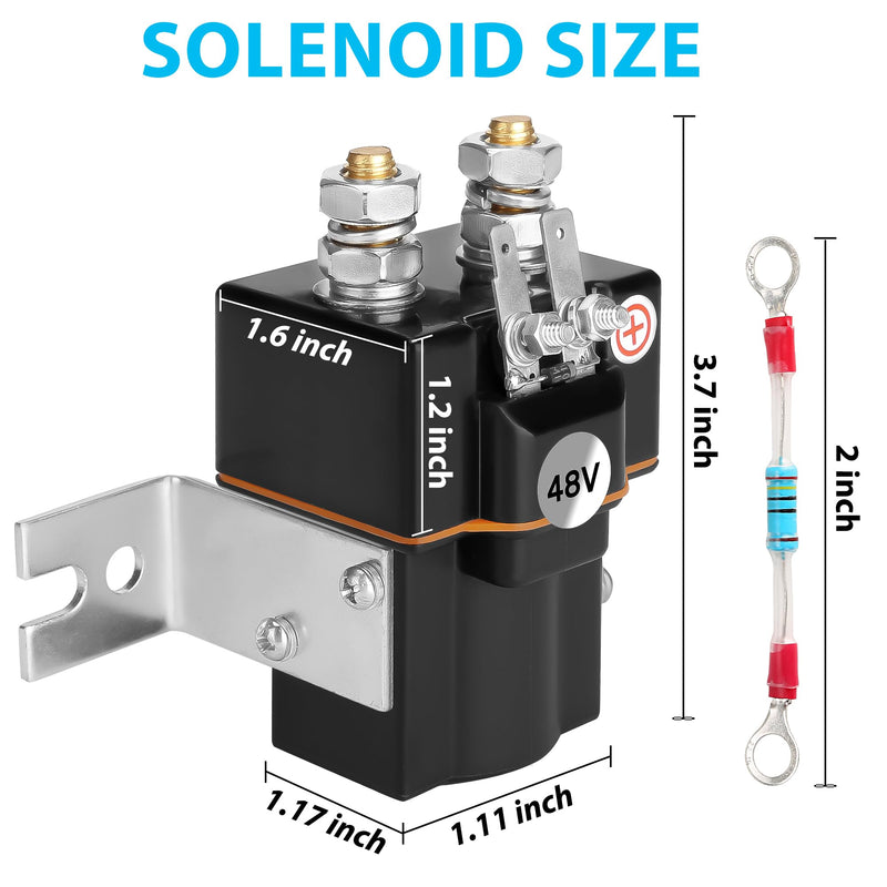 10L0L Golf Cart 48V Solenoid Assembly for Golf Cart Club Car DS (1995 Up) Precedent (2000 Up) 4 Terminals with Solenoid Resistor Replace Part 101908701 1014947