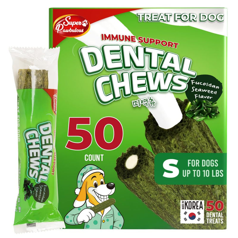 SuperPaw Dental Chews for Dogs - Seaweed Flavor, Immune Support - Healthy Dog Dental Treats for Teeth and Gum Cleaning, Natural Chew Toy Alternative, Dog Chews - Small, 50 Treats Seaweed - Immunity Support 50 Count (Pack of 1)