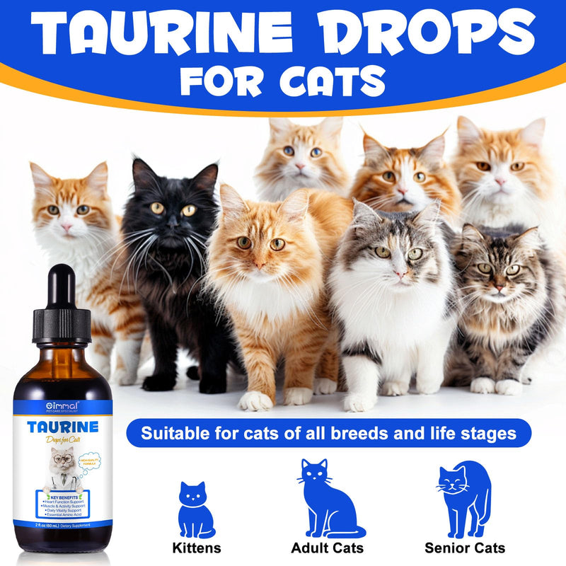 Taurine for Cats,Taurine Liquid Supplement for Cats Supporting Heart, Vision, Overall Vitality & Metabolic Balance 60ml 1PCS