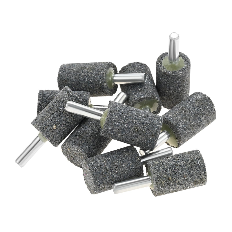 dophee 10Pcs 20mm Cylindrical Shape Aluminum Oxide Mounted Grinding Stones Rotary Grinding Bits with 1/4" Shank for Electric Rotary Tools Drill Grinder