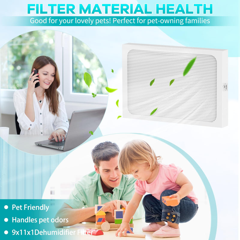 9 × 11 × 1 MERV 13 Replacement Dehumidifier Filter Compatible with Santa Fe Compact70, Ultra70, Element, Compact2, UA 65H dehumidifier Models (4Pack)