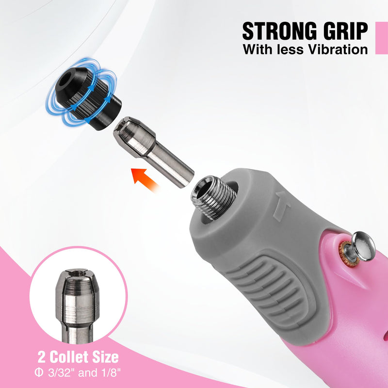 WORKPRO Mini Cordless Rotary Tool, 71PCS Kit for Engraving/Drilling/Carving Pink