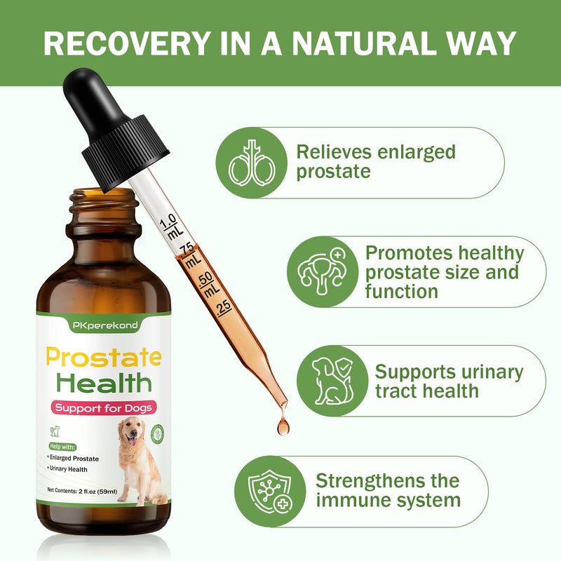 Prostate Health Support for Dogs, Relieves Enlarged Prostate, Supports Urinary Tract Health, Normal Frequency, Enhances Overall Immune Wellness, Natural Herbal Supplement, 2 oz (59 ml), Herbal Flavor