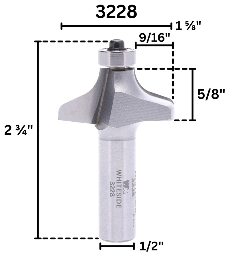 Whiteside Router Bits 3292 Thumbnail Table Edge Bit with 1-3/8-Inch Large Diameter and 3/8-Inch Cutting Length