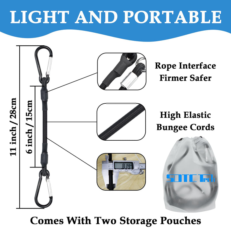 SDTC Tech 8IN Mini Short Bungee Cords with Carabiner Hooks Heavy Duty Elastic Tie Downs Straps for Tent, Bike, Kayak, Luggage (4-Pack) 8INCH-4PCS