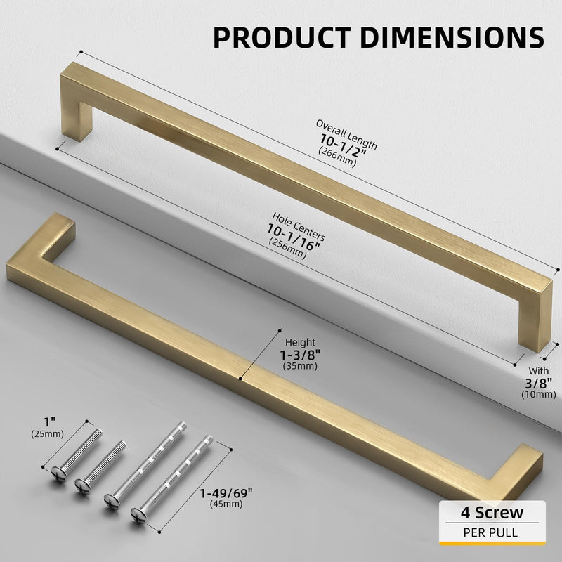 Goldenwarm Champagne Bronze Cabinet Pulls, 30 Pack 10 Inch Drawer Handles