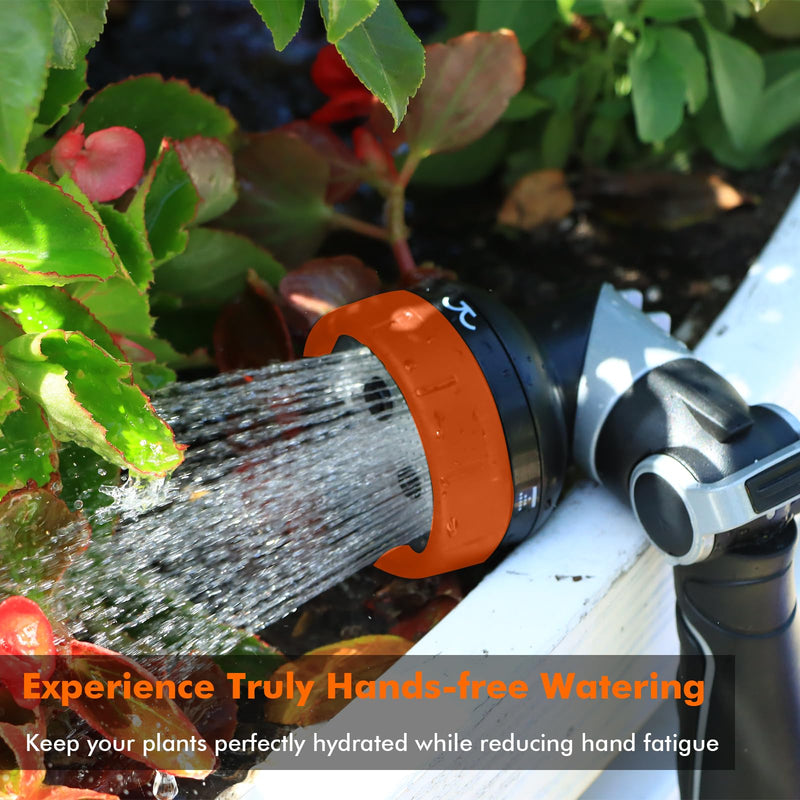 RESTMO Multi-Angle Garden Hose Nozzle with Sprinkler Function, Heavy Duty Water Hose Nozzle with 4 Spray Patterns, Magic Twist and Thumb Flow Control for Garden Watering, Car Washing & Yard, Orange 1