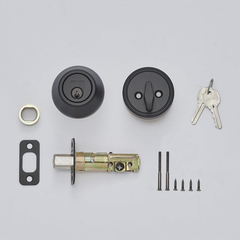 Safe Lock - Single Cylinder Deadbolt for Entry Door, Matte Black Finish