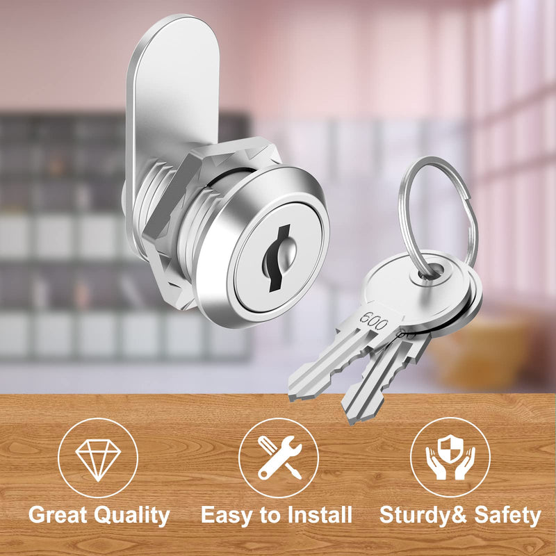 6 Pack Cabinet Locks with Keys, 5/8" Cam Lock keyed Alike, Secure Drawer File Cabinet Mailbox Lock Replacement RV Compartment Locks, Zinc Alloy 6 Pack 5/8 Inch
