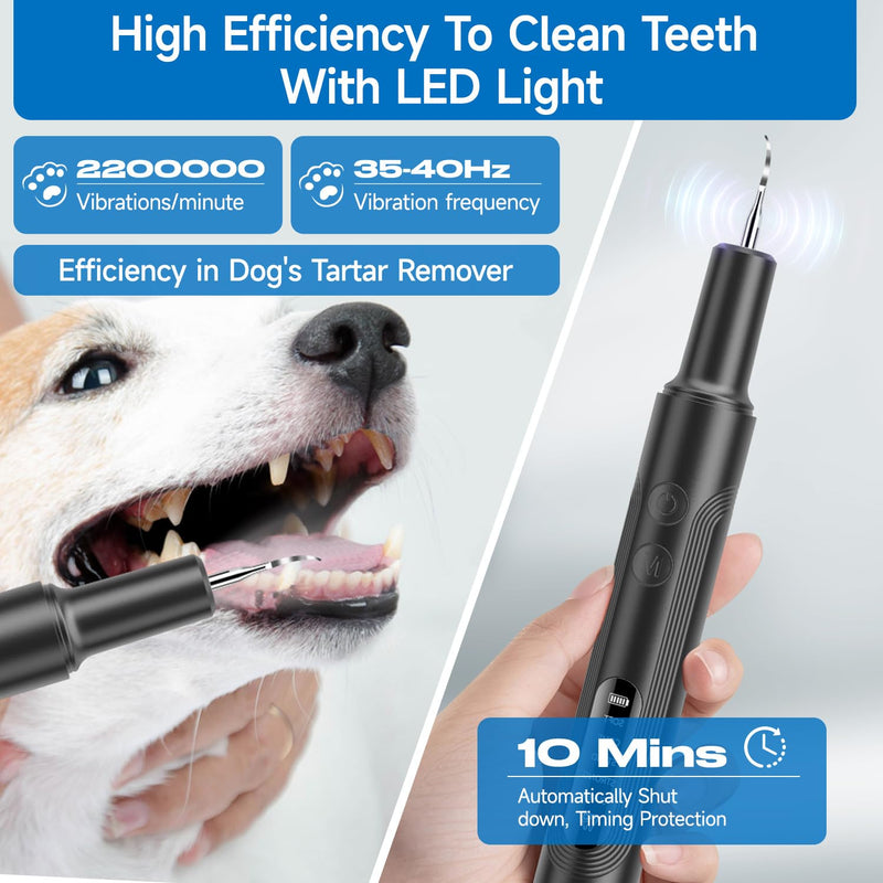 Jellytree Dog Plaque and Tartar Remover,Dogs Teeth Cleaning Kit with Led Light,5 Modes Dog Tooth Plaque Remover, Tooth Cleaner for Dogs and Cats USB Charge,Low Noise Tartar Remover for Teeth