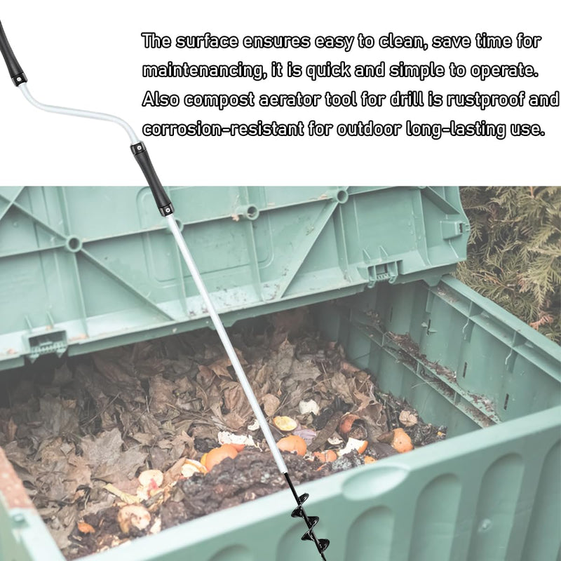 Compost Aerator Tools, 110CM Length Compost Turner Iron Composting Accessories - Manual Turners for Compos Bins and Garbage Decomposition, Rustproof and Durable