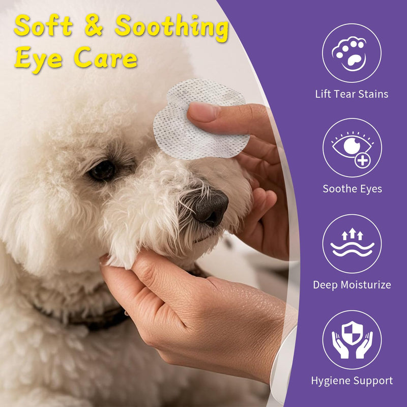 Eye Wipes for Dogs and Cats, Tear Stain Remover for Dogs, Gently Cleans Tear Stains and Debris, Safe for Sensitive Eyes, 120 Count