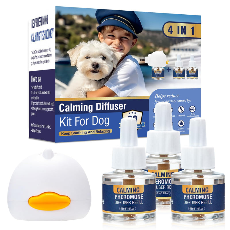 4 in 1 Appeasing Pet Pheromones Diffuser to Calm Kit for Anxiety Relief Reduce Barking Aggression Fighting Stress Dog Pheromone Calming Diffuser