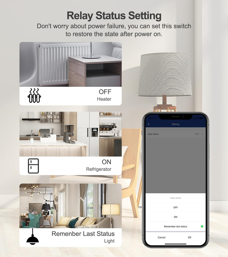 Tuya WiFi Smart 4 Channel 7-32V Relay Switch Module,Dry Contact,Passive Output,Wireless Relay Controller with External Switch Pin,Compatible with Alexa Google Home