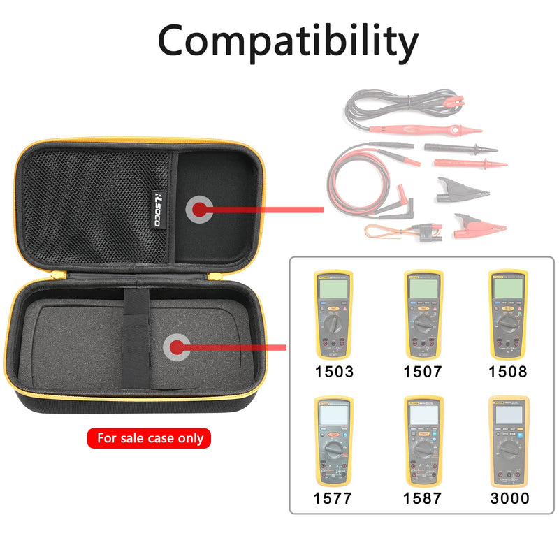 RLSOCO Hard Case for Fluke 1587 FC/1503/1507/1508/1577 & Works with Brymen BM869s Digital Megohmmeter Insulation Resistance Tester (Case has Updated to Have Padding Around)