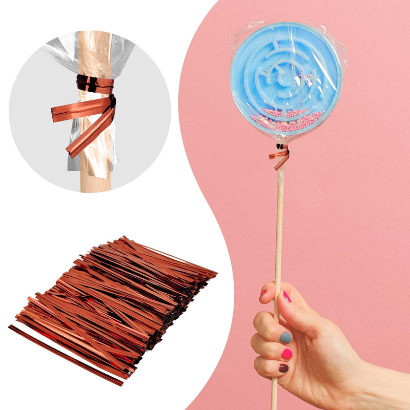 400 Pcs Metal Twist Ties 4 Inches Twist Straps for Bread Bags Candy Bags Snack Bags Halloween Party Cake Favor (Gold) Gold 400