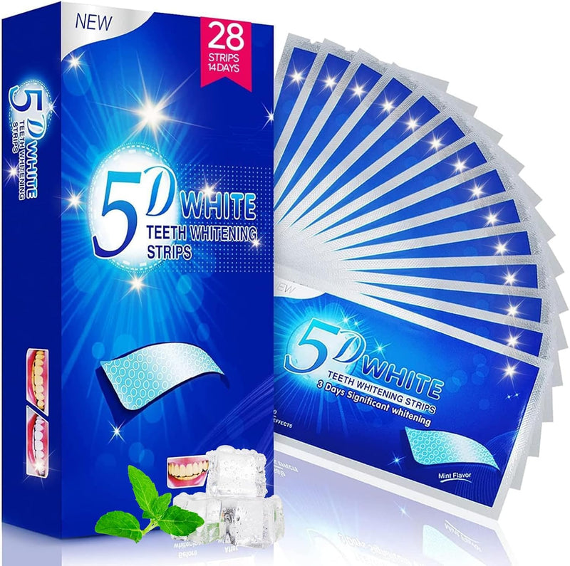 Waving Palms Teeth whitening Strips，28 Non-Sensitive Whitening Strips，Peroxide Free Teeth Whitening Strips，14 Treatments for Teeth whitening, Professional and Safe Teeth whitening Strips
