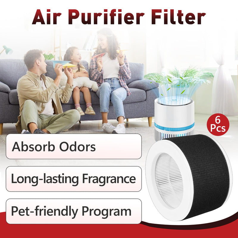 6 Pcs EPI810 Replacement Filter Compatible with MOOKA EPI810 Air Purifier