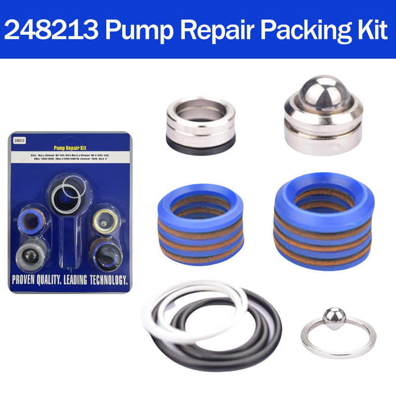 248213 Pump Repair Packing Kit, Premium Aftermarket Airless Paint Sprayer Pump Seal Repair Kit Compatible with Graco UltraMax II 1095 1595, GMAX 5900, GMax II 5900 10000, LineLazer 5900 Mark