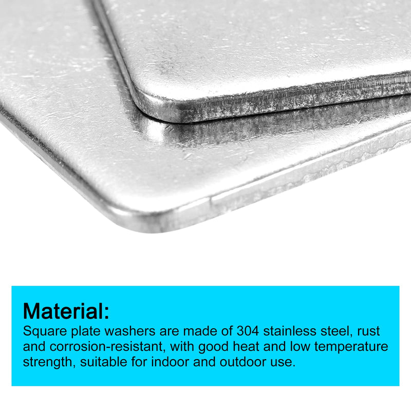 uxcell Square Washer, 5pcs M8x30x30x2mm 304 Stainless Steel Square Plate Washers Flat Pad Spacer Gasket for Hardware Fastener 5