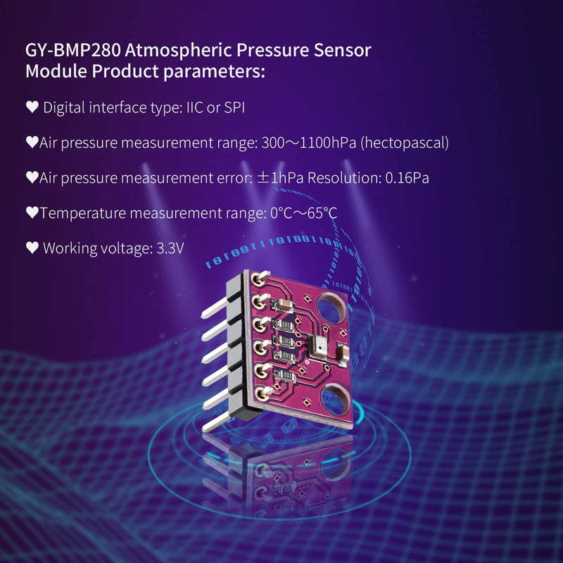 GY-BMP280 Atmospheric Pressure Sensor Module, Digital Atmospheric air Pressure Sensor High Precision BMP280 Arduino Pressure Sensor Replaces BMP180 Digital Interface IIC or SPI. (10PCS)