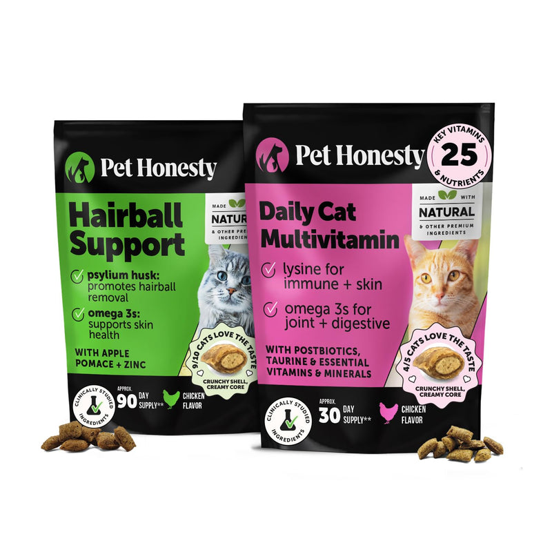 Cat Hairball & Multivitamin Support Virtual Bundle – Hairball Chews 90 Day + Multivitamin Chews 30 Day Supply