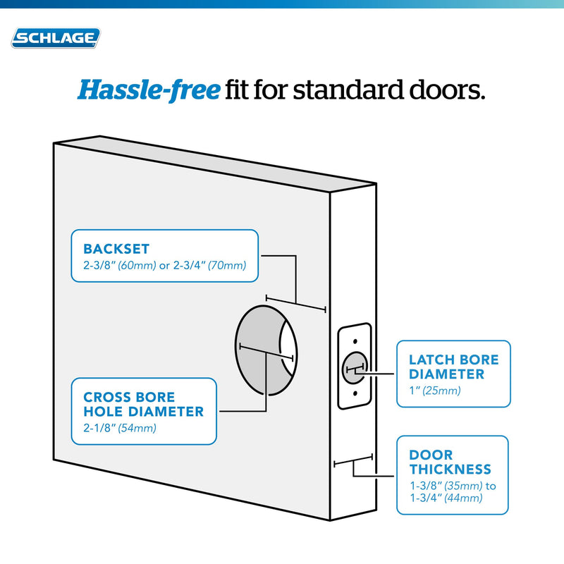 Schlage F10 V LAT 622 Latitude Door Lever, Hall & Closet Passage Lock, Matte Black Standard