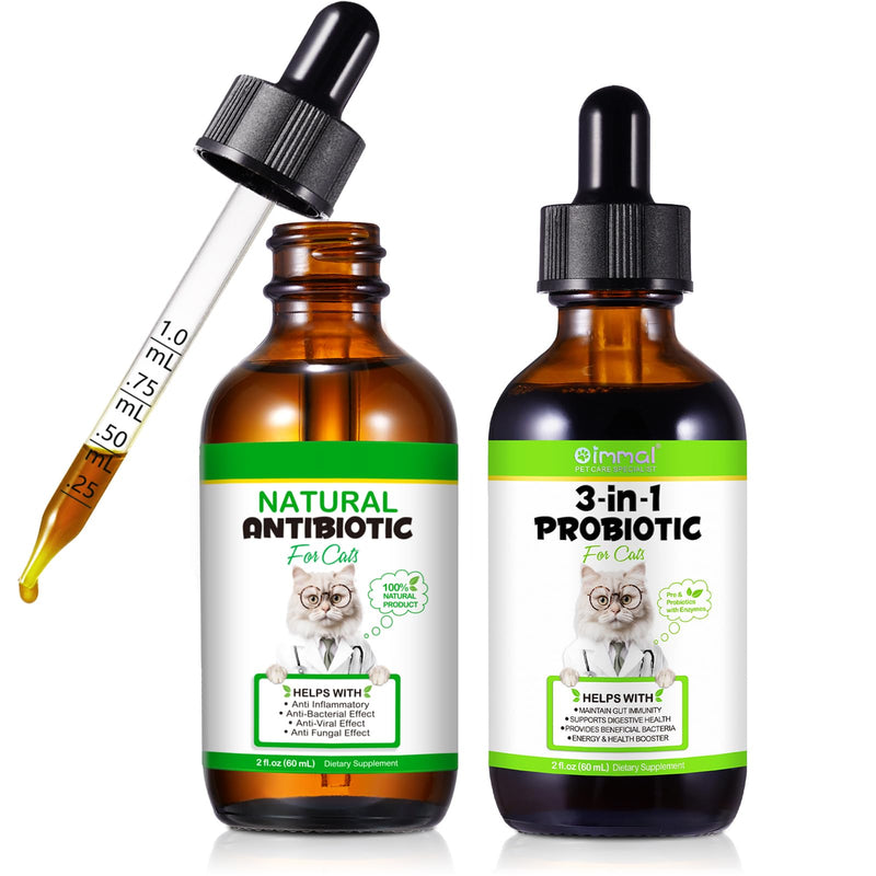 3 in 1 Probiotics for Cats 60ml + Antibiotics for Cats 60ml