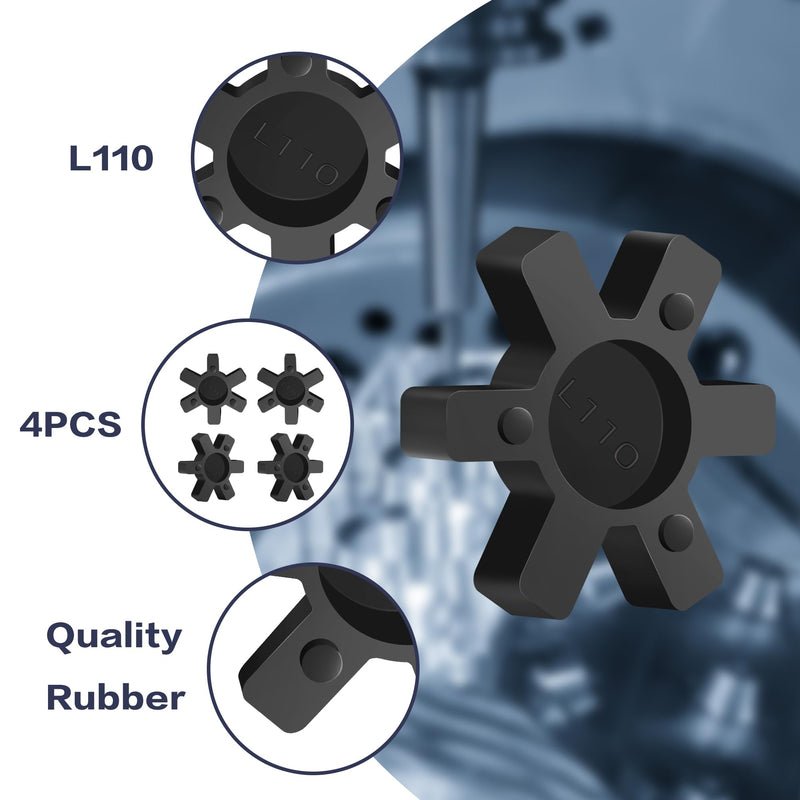 XIKE L110 Solid Type Flexible NBR Rubber Spider Center Insert Fits for L Jaw Coupling Set, Black (4 Pack) 4