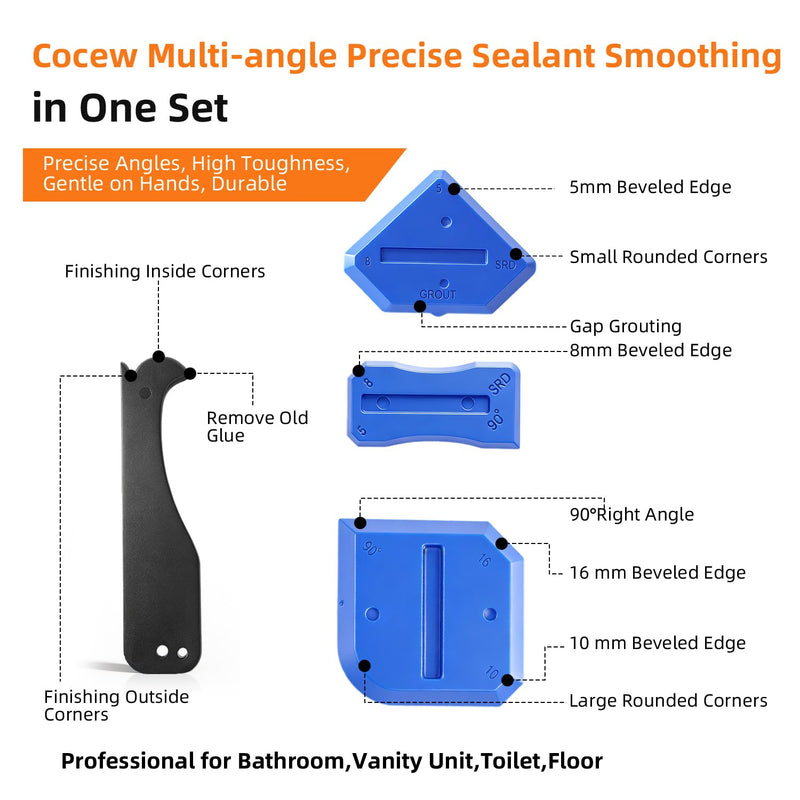 Caulk Gun Kit, Smooth Silicone Caulking Gun and Caulk Remover Tool, Sealant Finishing Tool Grout Scraper for Kitchen Bathroom Window Sink Joint, All in One with Gift Box Black