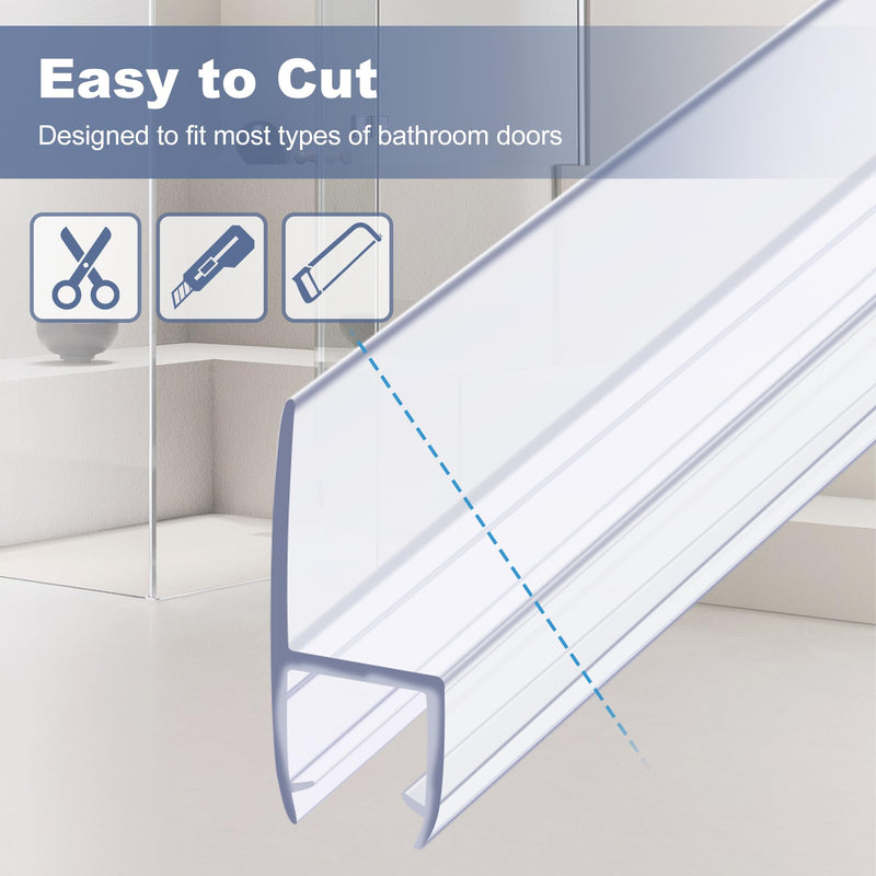 4-Pack Frameless Shower Door Side Seal for 3/8 Inch Thick Glass Doors – Stop Shower Leaks and Create a Water Barrier (3/8” x 39”) Side Seal -3/8''
