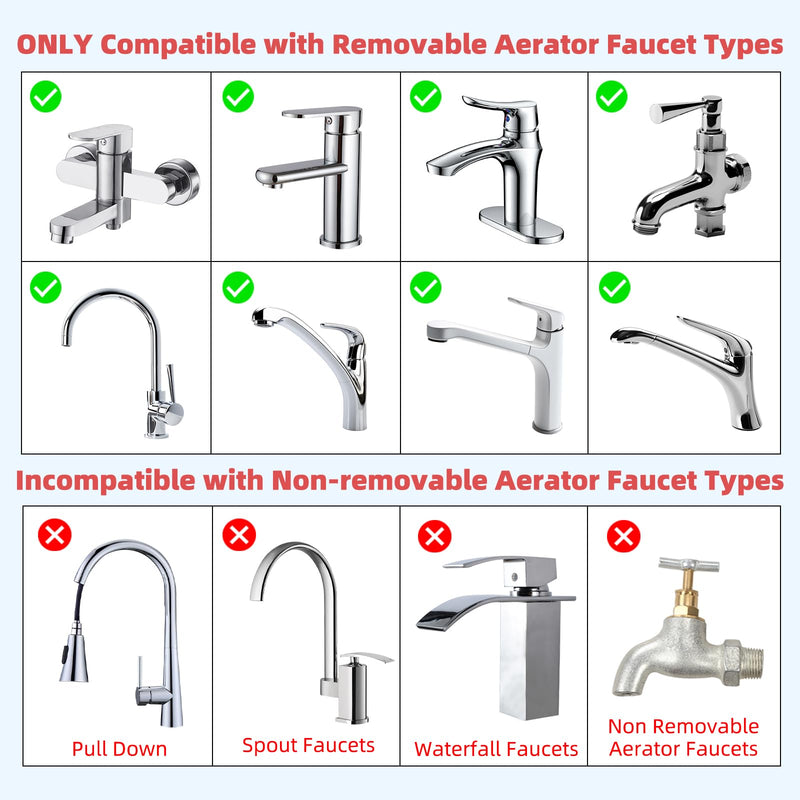 Hibbent Sink Faucet Hose Sprayer Attachment with 10 Adapters - Dual Function Handheld Bidet, Rinser & Shower Head - for Feminine Hygiene, Baby Diaper Cleaning & Pet Bathing