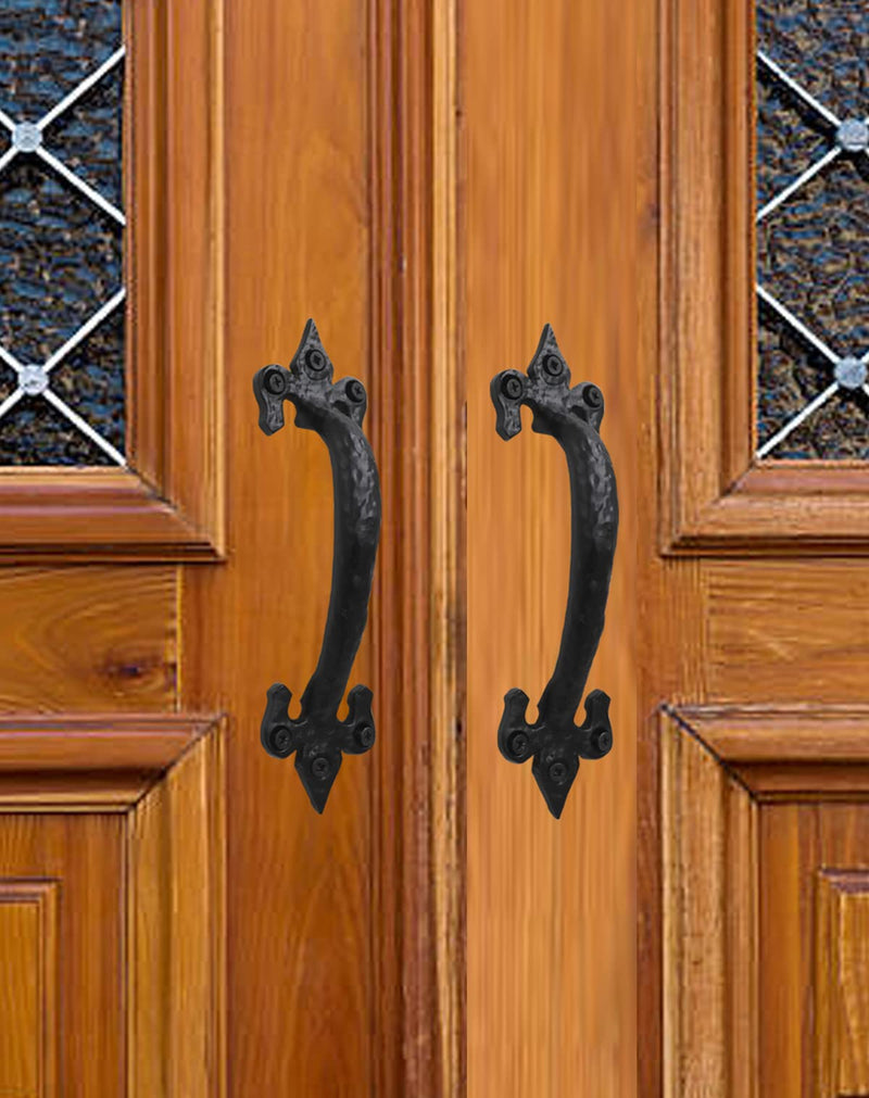 The Metal Magician 7 Inch Barn Door Handles, Pack of 2, Garage Door Handles Decorative, Hardware Rustic FDL Design Black Cast Iron Handle, Fence Gate, Metal Gate Outdoor, Outdoor Kitchen Cabinets