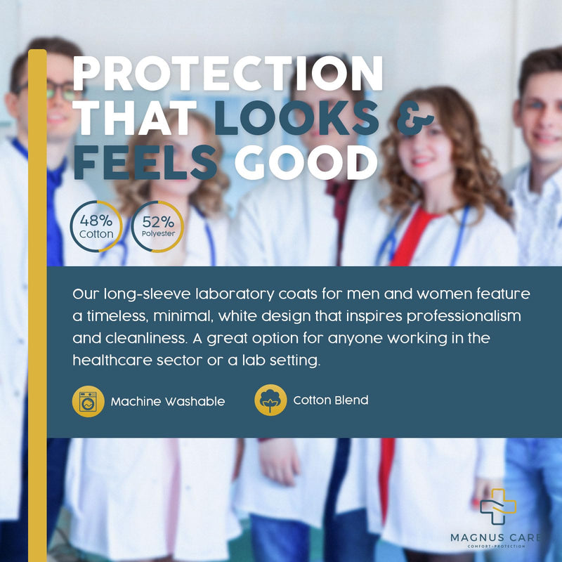 Professional Lab Coat for Women & Men, White Unisex Labcoat, Cotton Poly Medical Doctor Nurse Med Laboratory Coat Medium
