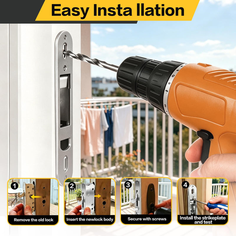 Reachout Lock and Receiver Kit Compatible with Andersen【2-Panel Gliding Patio Doors 1986-Present, 200/400/A-Series, 2-9/16" Hole Centers】 Non-Handed, Replaces 2573562 2565507 2562123 2573558
