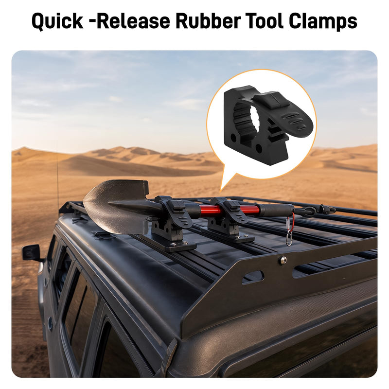 Kryonix Rubber Clamp,Shovel Mount,Quick Fist Mount Clamps for 1.18" to 1.57" Diameter Objects,Heavy Duty Black Rubber,6 Pack with Mounting Hardware for Garage,Offroad,Trucks, ATVs,Boats 6PCS