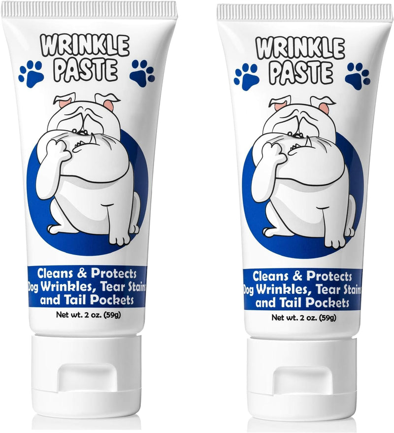 Squishface Wrinkle Paste - 2 Pack - Bulldog, French Bulldog, Pug, English Bulldog – Cleans Wrinkles, Tear Stain, Tail Pockets, and Paws – Anti-Itch Tear Stain Remover & Bulldog Wrinkle Cream, 2 Oz. Wrinkle Paste 2-Pack