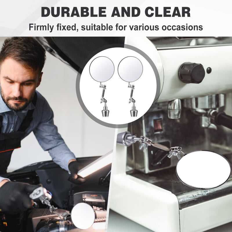 Kingdder 2 Pcs Circular Inspection Mirrors Magnetic Base Welding Mirror 3.15 Inch Round Swivel Angle Ball Joint Antenna Inspection Tools for Mechanical Welding Coffee Machine Maintenance