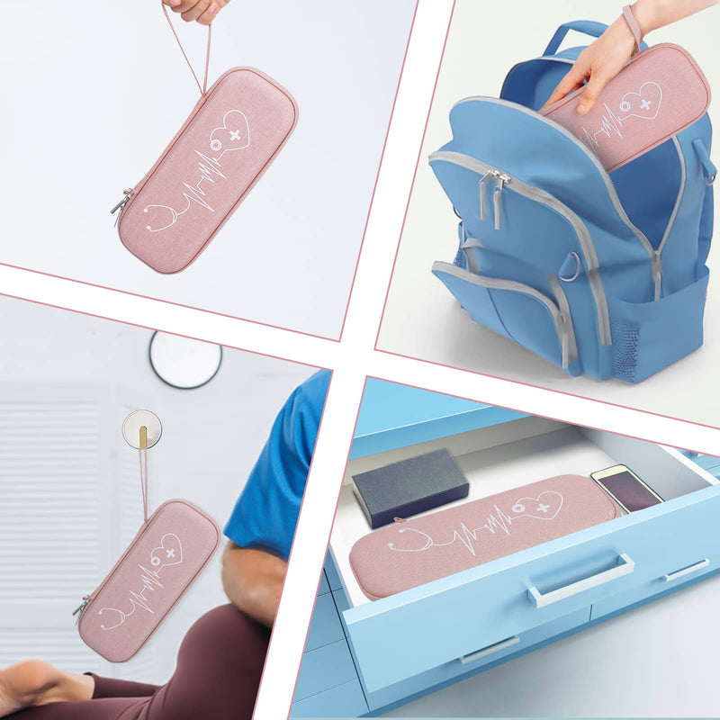 Stethoscope Case for 3M Littmann Classic III, Lightweight II S.E, Cardiology IV Diagnostic, MDF Acoustica Deluxe Stethoscopes, Extra Room for LED Penlight Scissors and Nurse Accessories, Pink
