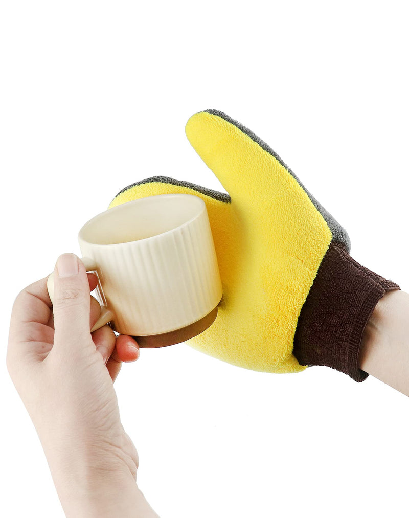 QWORK Cleaning and Dusting Mitt Paint Gloves, 4 Pack Painter's and Decorating Gloves with Thumb, Microfiber Terry Gloves