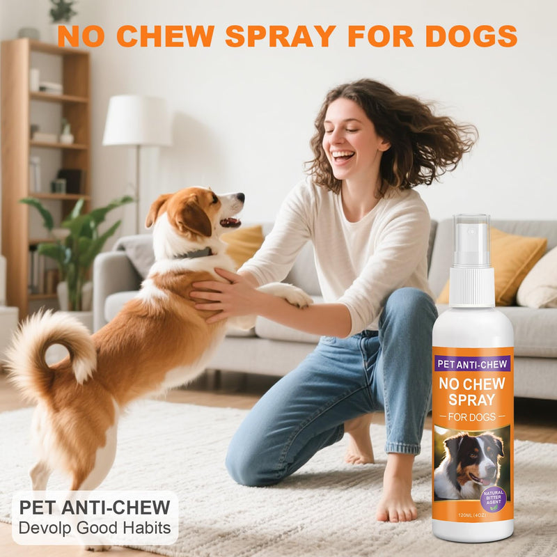 No Chew Spray for Dogs, Bitter Spray for Dogs to Stop Chewing & Licking, Natural Ingredients, Stop Destructive Behavior, Effectively Protect The Safety of Furniture,Plant,Shoes(120ml) 120ML