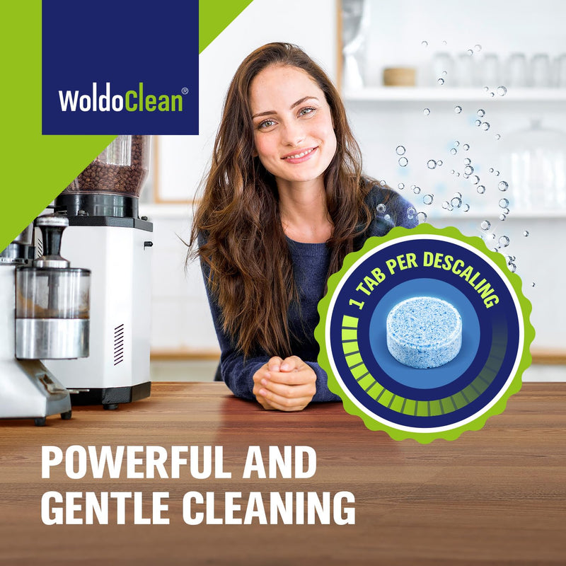 WoldoClean Coffee Machine Cleaner & Descaler Tablets (20 Count) - Universal Descaling Tabs Compatible with Nespresso, Keurig, Ninja, Breville & Drip Coffee Makers, Removes Limescale & Mineral Buildup Unscented 20 Count (Pack of 1)
