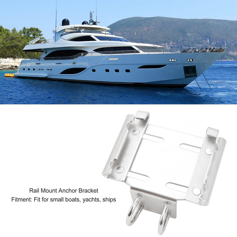 Aramox Rail Mount Anchor Bracket, 35lbs Stainless Steel Horizontal Stanchion Rail Mount Anchor Bracket Holder for Boats Yachts Ships (Small 8585SE1) Small 8585SE1